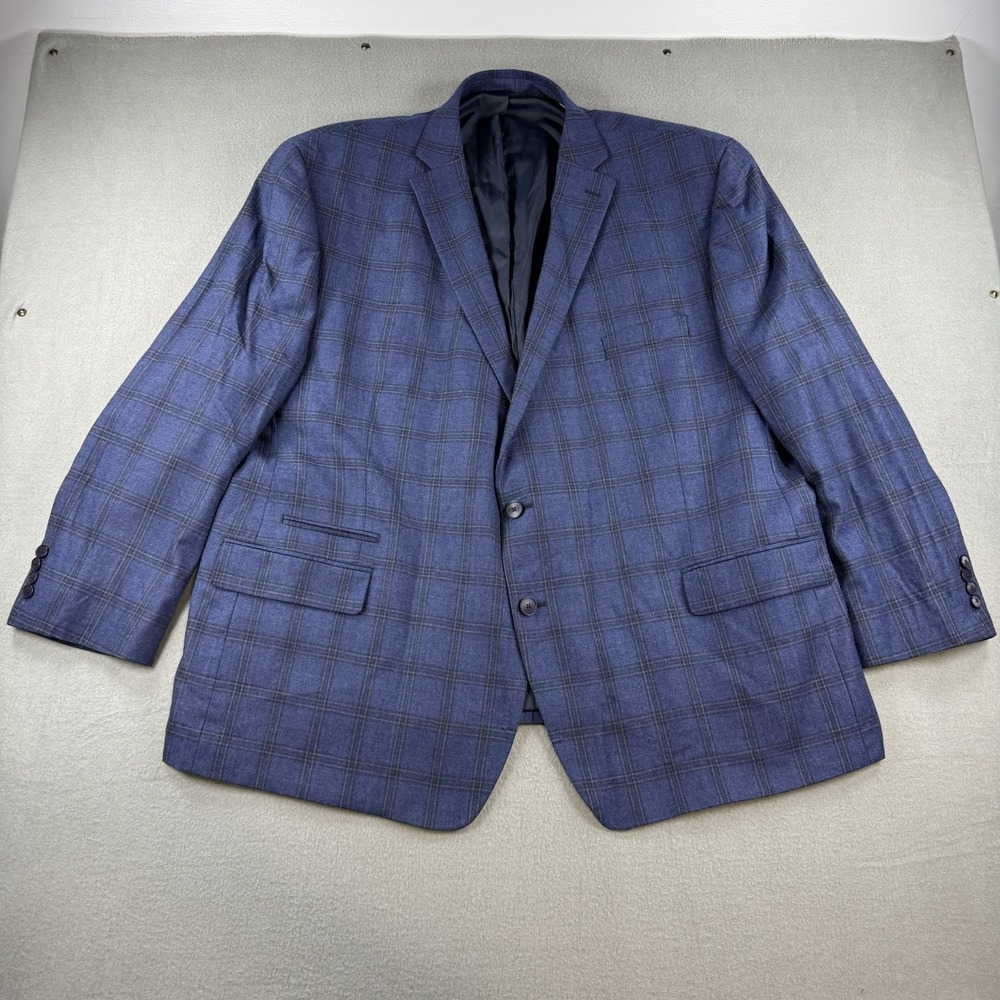 Michael Kors Mens 56R Blue Plaid Wool Sport Coat Blazer Jacket 2-Button Big/Tall